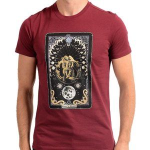 Roberto Cavalli Men's Red Graphic Print T-Shirt